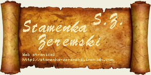 Stamenka Zeremski vizit kartica